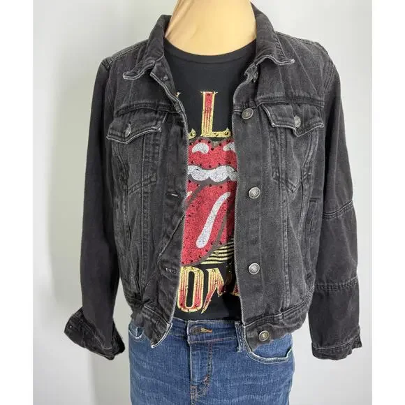 Vintage Free People black denim jacket , size M - Picture 10 of 10